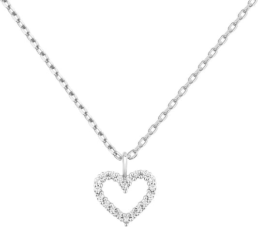 PAVOI 14K Gold Plated Cubic Zirconia Heart Necklace | Cute Dainty Love Pendant Necklaces for Women