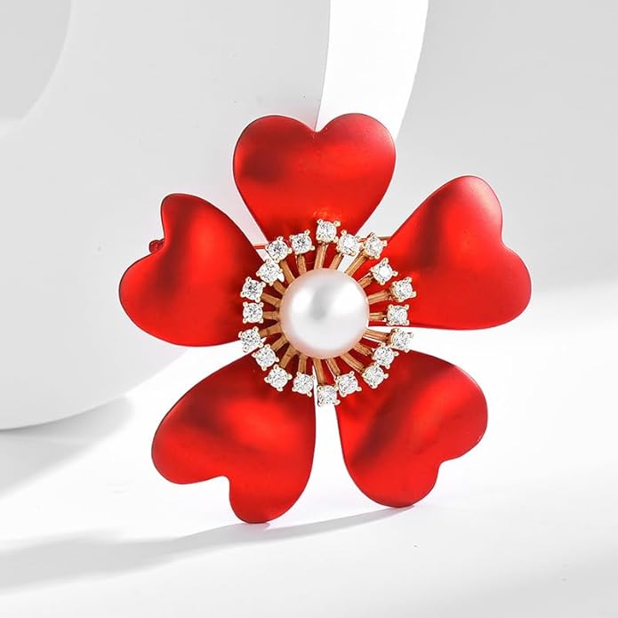 AILONMEI Red Rose Flower Brooches and Pins for Women Costume Jewelry Brooch Pins Broches Jewelry for Women Elegant Lady Pin