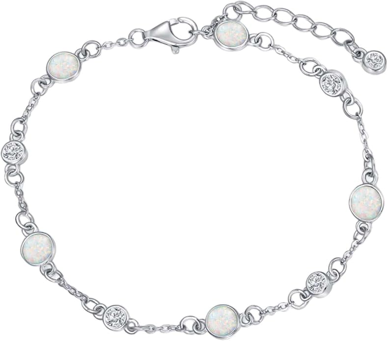 Anklet Bracelet for Women 925 Sterling Silver Natural Stone Chain Ankle Bracelet Beach Summer Fine Jewelry Birthday Christmas Gifts for Women Her Mom