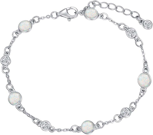 Anklet Bracelet for Women 925 Sterling Silver Natural Stone Chain Ankle Bracelet Beach Summer Fine Jewelry Birthday Christmas Gifts for Women Her Mom