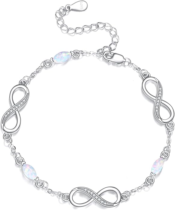 CRMAD Cross/Heart/Infinity/Star of David Bracelet for Women Sterling Silver Opal/Malachite/Moonstone Bracelet Cross Jewelry Gift for Women