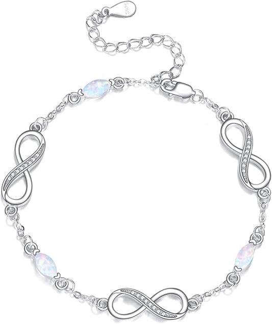 CRMAD Cross/Heart/Infinity/Star of David Bracelet for Women Sterling Silver Opal/Malachite/Moonstone Bracelet Cross Jewelry Gift for Women