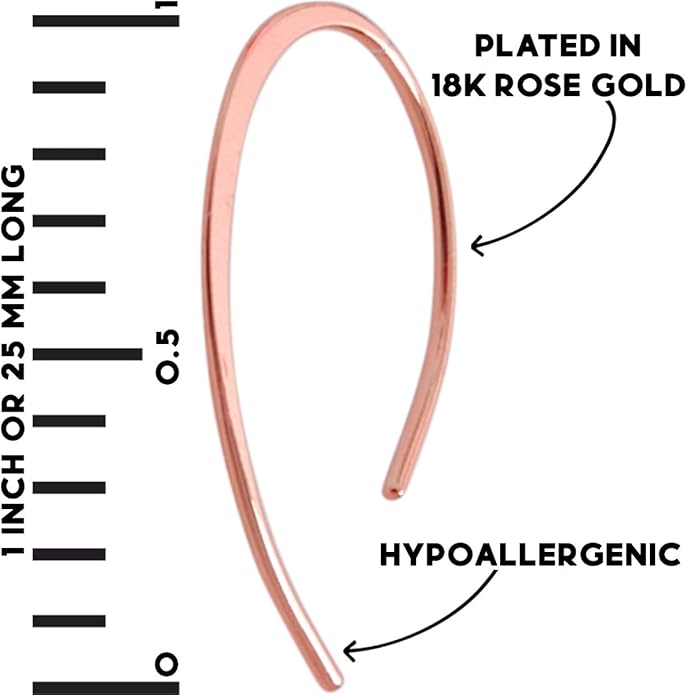 Upside Down Hoop Earrings - Hypoallergenic Lightweight Wire Needle Drop Dangle Threader Hoops for Women, Safe for Sensitive Ears - Plated in 925 Sterling Silver or 18k Gold