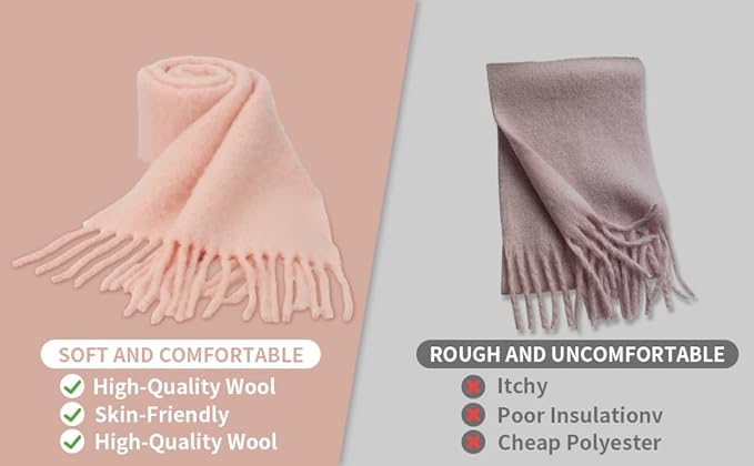 HOPETLA Wool Scarf Wrap With Gift Box for Women Men Gift Idea 93"x12" Large winter Warm Scarf