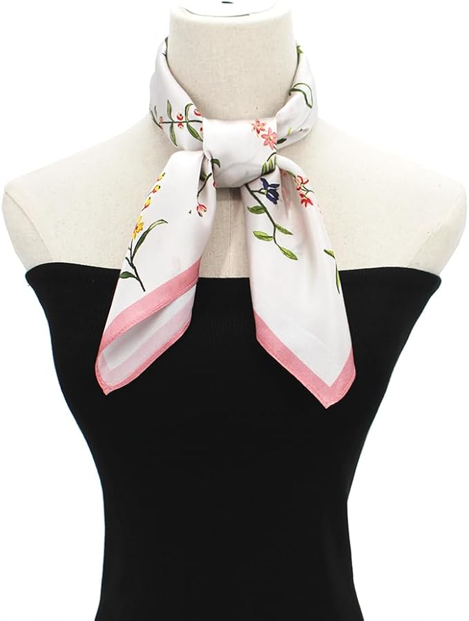 ANDANTINO 100% Mulberry Silk Square Scarf for Hair-25.6" X25.6'' Women Men Natural Silk Neckerchief Digital Printed Headscarf