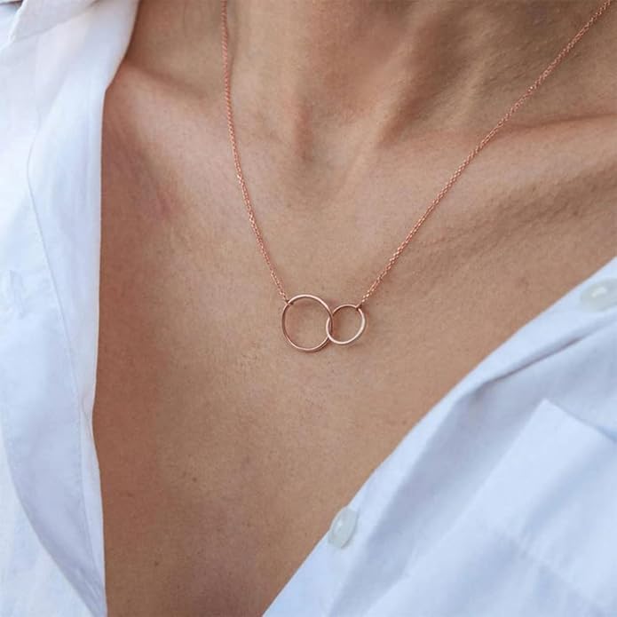 Turandoss Dainty Layered Choker Necklace, Handmade Y Pendant Necklace Multilayer Bar Disc Necklace Adjustable Layering Choker Necklaces for Women