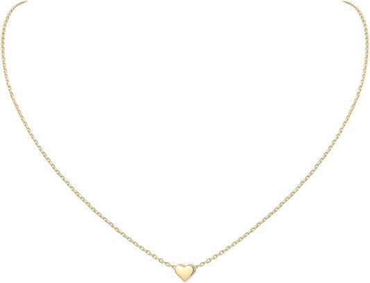 ChicSilver Personalized 925 Sterling Silver Dainty Small Heart/Star/Moon/Dot/Triangle Pendant Necklace for Women, Silver/Gold/Rose Gold/Black (with Gift Box)