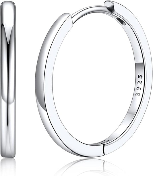 Silvora 925 Sterling Silver Small Hoop Earrings for Women Huggie Earrings Hypoallergenic Cartilage Earrings Tiny Hoops 6mm/8mm/10mm/12mm/14mm/16mm/18mm/20mm