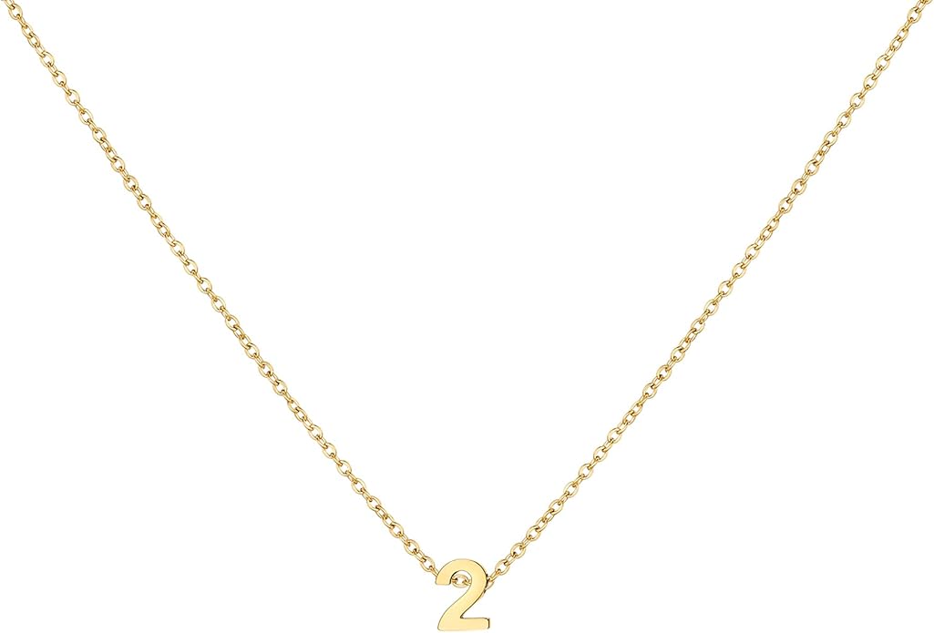 Number Necklace for Women Dainty 18K Gold Plated Pendant Necklace Charm Birth Month Personalized Jewelry Birthday Gift