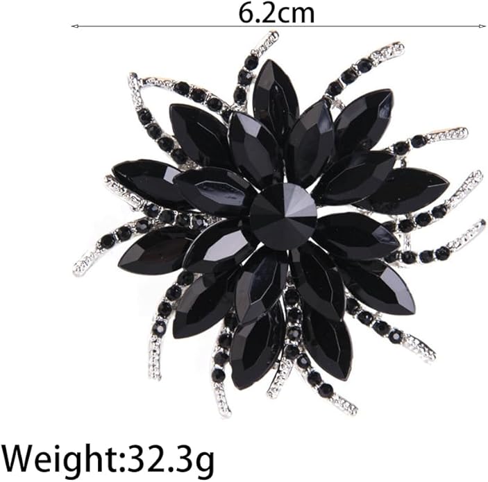 Rhinestone Large Flower Brooches Pins for Women Fashion Sparkly Crystal Sunflower Statement Brooch Unique Wedding Party Suit Dress Jewelry Accessories