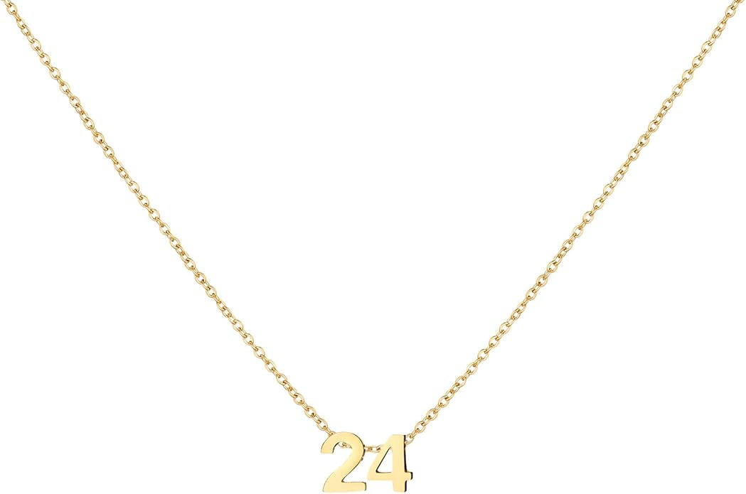 Number Necklace for Women Dainty 18K Gold Plated Pendant Necklace Charm Birth Month Personalized Jewelry Birthday Gift