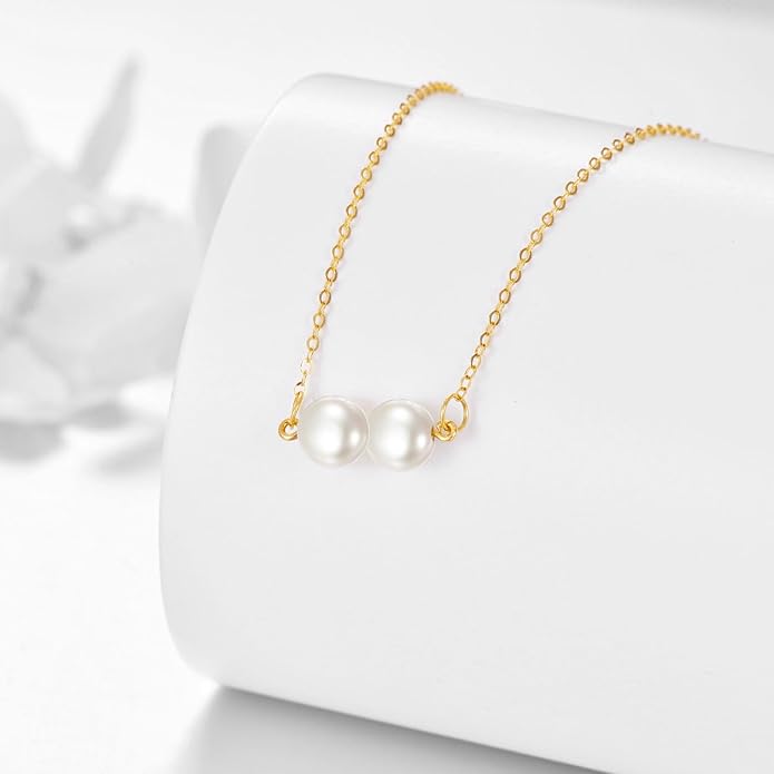 KECHO 14K Real Gold Freshwater Cultured Pearl Pendant Necklace 14K Solid Gold Jewelry Anniversary Birthday Gifts for Women