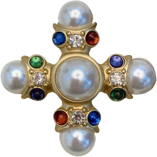 JKQBUX Versailles series Baroque elegant Brooches Pin for Women Men Girls Retro Court Pearl Corsage Pin delicate accessory