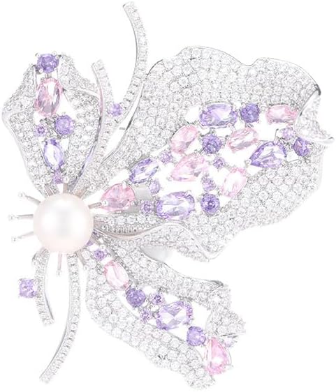 14K Gold Luxury Butterfly Brooch Sparkling Moissanite Accents & Enamel Painted Details, Retro Chic for Cheongsam, Coats & Formal Attire