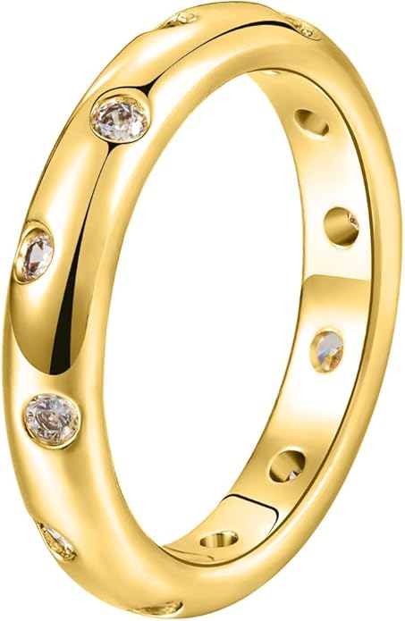 Episkeyk Gold Rings for Women Non Tarnish Stackable Rings 14k Gold Plated Pinky Ring for Women Cubic Zirconia Gift