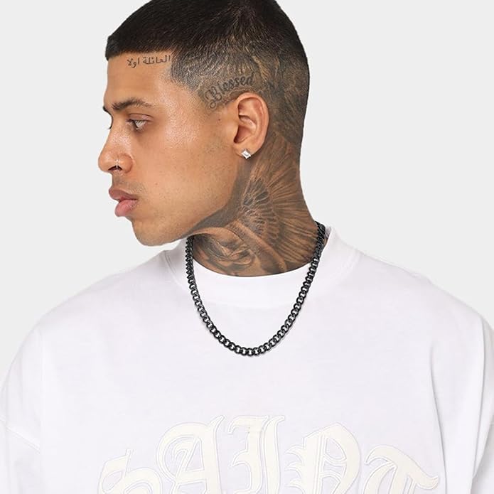 FindChic Men Curb Chain Necklace 18K Gold Plated/Stainless Steel/Black Chunky Double Tight Cuban Link Hip Hop Neck Chains for Men Boys 3.5MM/5MM/6MM/7MM/9MM/12MM 14''-30'' 8 Length Options (Send Gift Box)