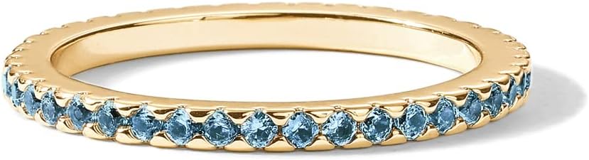 PAVOI 14K Gold Plated Sterling Silver Colored CZ Stones Stackable Ring | Simulated Diamond Eternity Bands for Women