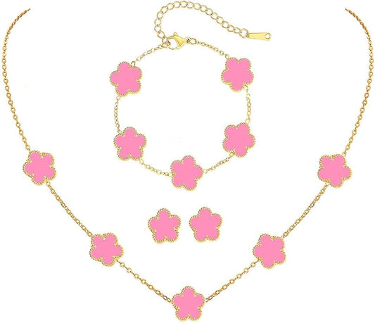 18K Gold-Plated Four Leaf Clover Bracelet for Women,Adjustable lucky Bracelet Set Jewelry Gift-Hypoallergenic Charm for Birthdays, Wellness & Daily Wear