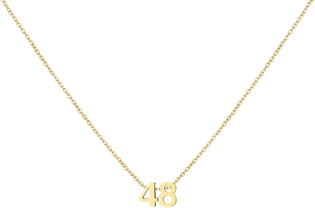 Number Necklace for Women Dainty 18K Gold Plated Pendant Necklace Charm Birth Month Personalized Jewelry Birthday Gift
