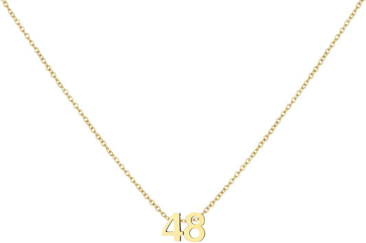 Number Necklace for Women Dainty 18K Gold Plated Pendant Necklace Charm Birth Month Personalized Jewelry Birthday Gift