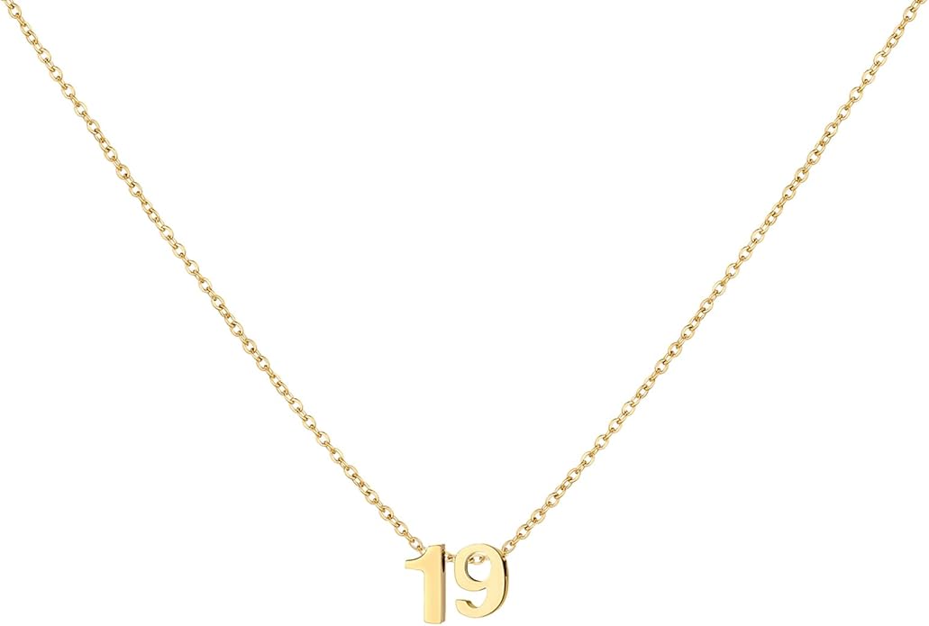 Number Necklace for Women Dainty 18K Gold Plated Pendant Necklace Charm Birth Month Personalized Jewelry Birthday Gift