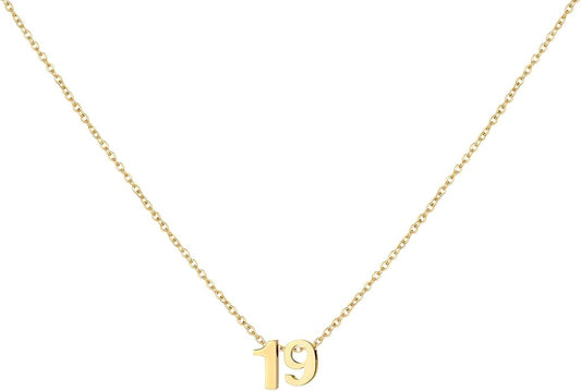 Number Necklace for Women Dainty 18K Gold Plated Pendant Necklace Charm Birth Month Personalized Jewelry Birthday Gift
