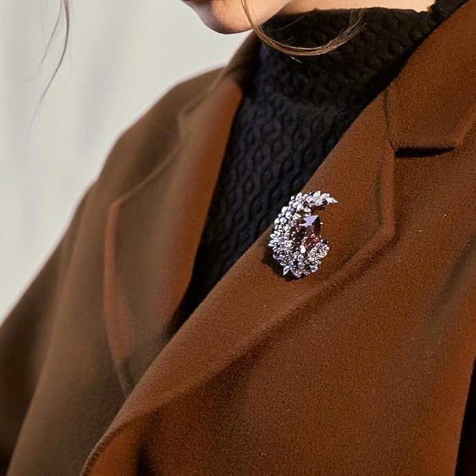 Soumimi Rhinestone Brooch Pin Crystal Brooches for Women Lapel Pin Dress Accessories Birthday Christmas Gift for Wife Mom