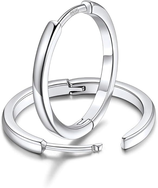FaithHeart Sterling Silver Hoop Earrings for Women, Hypoallergenic Huggie Hoop Earrings Lightweight Small Cartilage Earrings Hoop Earring Dainty Everyday Earrings 6/8/10/12/14/15/16/18/20mm