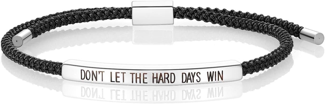 KHKINDPRO Dont Let The Hard Days Win Bracelet for Women Men, Handmade Braided Adjustable Wrap Stainless Steel To My Daughter/Best Friend Inspirational Gifts Ladies Jewelry