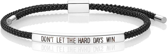 KHKINDPRO Dont Let The Hard Days Win Bracelet for Women Men, Handmade Braided Adjustable Wrap Stainless Steel To My Daughter/Best Friend Inspirational Gifts Ladies Jewelry