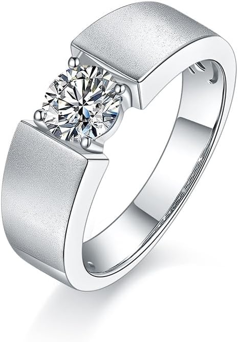 Brillique Men's 14K Gold 1 Carat Diamond Ring, Dazzling Diamond Engagement & Wedding Bands D-color VVS2,Fathers Day for Dad