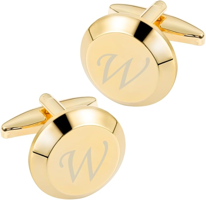 GWD Cufflinks for Men Stainless Steel Initial Cuff Links Alphabet Letter A-Z Groom Father Gift