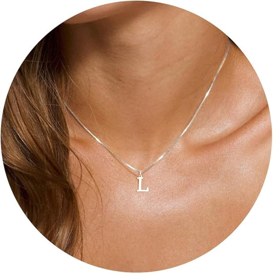 Foxgirl Gold Initial Necklaces for Women, Dainty Gold Letter Necklace Tiny A-Z Pendant Choker Necklace Trendy Cute Personalized Monogram Name Necklace Gold Jewelry Necklace for Women Gift