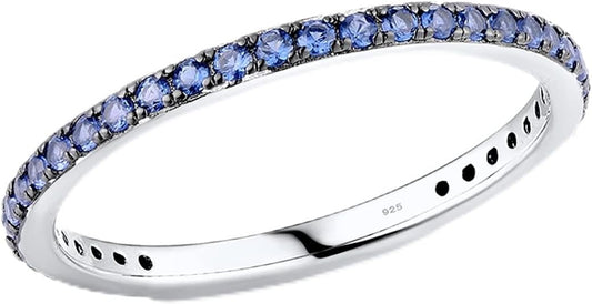 Santuzza 925 Sterling Silver Stackable Ring Engagement Wedding Band Stacking Ring for Women