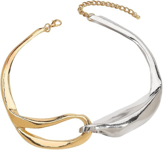Punk Dripping Water-drop Choker Necklace for Women,Thick Drippy Chain Liquid Metal Collar Necklace Rocker Hip-hop Necklace Cool Metallic Unique Funky Statament Grunge Jewelry