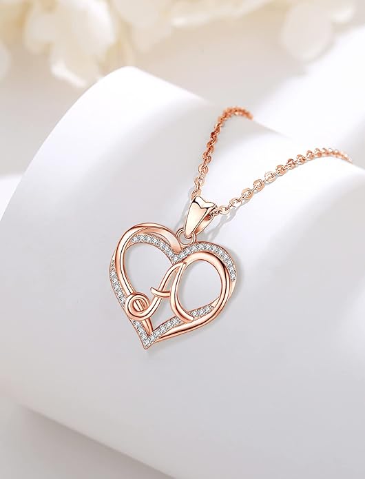 INFUSEU Unique Initial Necklaces for Women Girls Small Heart Letter Jewelry, Meaningful Personalized Gifts