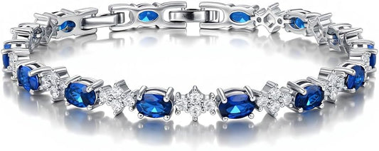 Tennis Birthstone Bracelets Sterling Silver Bracelets Charm Jewelry Birthday Gifts for Women,Girlfriend,Wife,Mom - Graduation, Friendship,Birthday, Anniversary