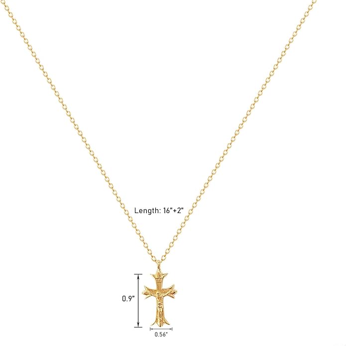 Partm Gold Cross Necklace for Women 14K Plated Dainty Pendant Cross Chain Faith Crucifix Choker Baptism Necklace for Women Trendy Religious Jewelry Hypoallergenic
