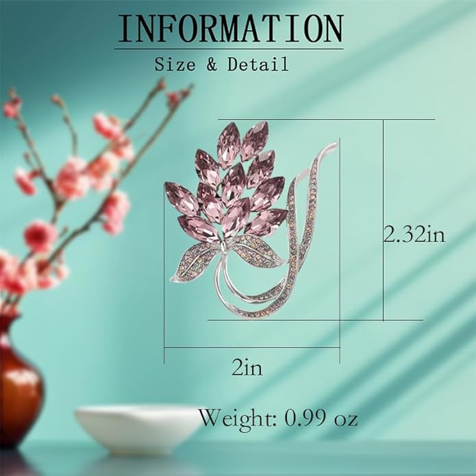 Flower Brooch Pin - Rhinestone Flower Pin 18k Gold Plated - Thanksgiving Day, Birthday, Wedding Gifts for Mom, Wife