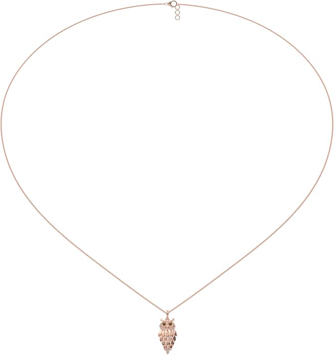 1/6 Cttw Natural Diamond Vintage Owl Pendant Necklace for Women | 925 Sterling Silver with 18" Chain | Fine Jewelry, Gift Box Included