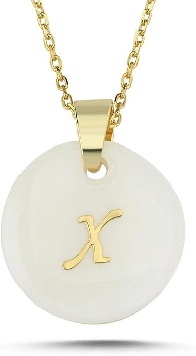 Initial Necklace for Women - Gifts for Women 18ct Gold Vermeil Letter Necklace Genuine Mother of Pearl 925K Sterling Silver Dainty Letter A-Z Necklace