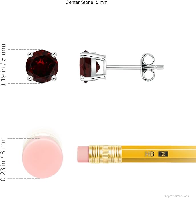 ANGARA Natural Garnet Solitaire Studs for Women | Basket-Set Round Garnet Studs in 14K Solid Gold/Sterling Silver/Platinum | January Birthday, Anniversary, Gemstone Jewellery Gift