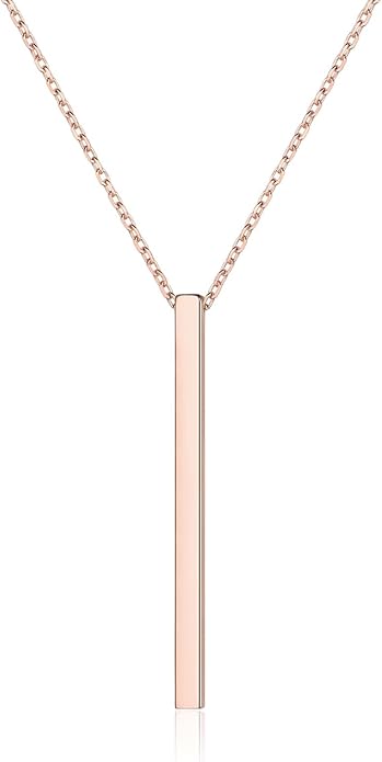 ChicSilver Customizable Vertical Bar Pendant Necklace 925 Sterling Silver Y Necklace Simple Fashion Jewelry Gifts for Women