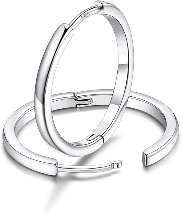 FaithHeart Sterling Silver Hoop Earrings for Women, Hypoallergenic Huggie Hoop Earrings Lightweight Small Cartilage Earrings Hoop Earring Dainty Everyday Earrings 6/8/10/12/14/15/16/18/20mm