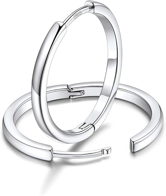 FaithHeart Sterling Silver Hoop Earrings for Women, Hypoallergenic Huggie Hoop Earrings Lightweight Small Cartilage Earrings Hoop Earring Dainty Everyday Earrings 6/8/10/12/14/15/16/18/20mm