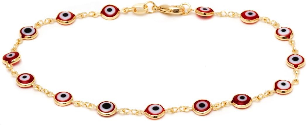 Barzel 18k Gold Plated Evil Eye Anklet Bracelet - Made In Brazil