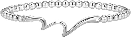 Beaded Bracelet for Women Trendy Stretch Handmade Ball Charm Bracelet Dainty Cross Heart Bow Wave CZ Stackable Jewelry Charm Gifts for Her