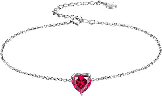 Aurora Tears 925 Sterling Silver 12 Birthstone Hearts Jewelry Women Crystal Wedding/Engagement/Bridal Heart Necklace/Earring/Ring/Bracelet Sets Jewellery