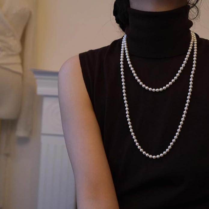 Long Pearl Necklace for women - Elegant Long Necklaces for Women Classic Pearl Choker Necklaces for Women Luxurious Pearl Necklaces for women Timeless Pearls Necklaces for Women Perfect for Weddings Parties Special Occasions