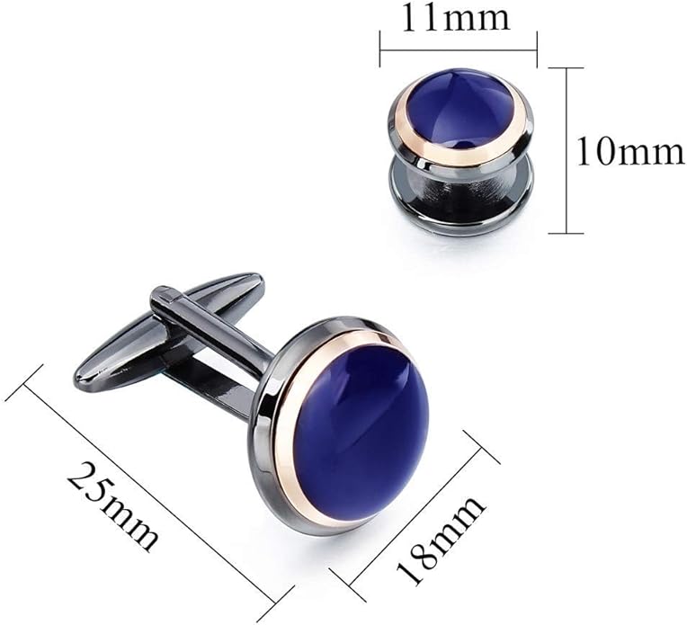 HAWSON Cufflinks and Studs for Men-Fashion Men Vintage Enamel Carbon Fiber Tuxedo Shirt Cufflinks and Studs Set for Regular Wedding Business Accessories